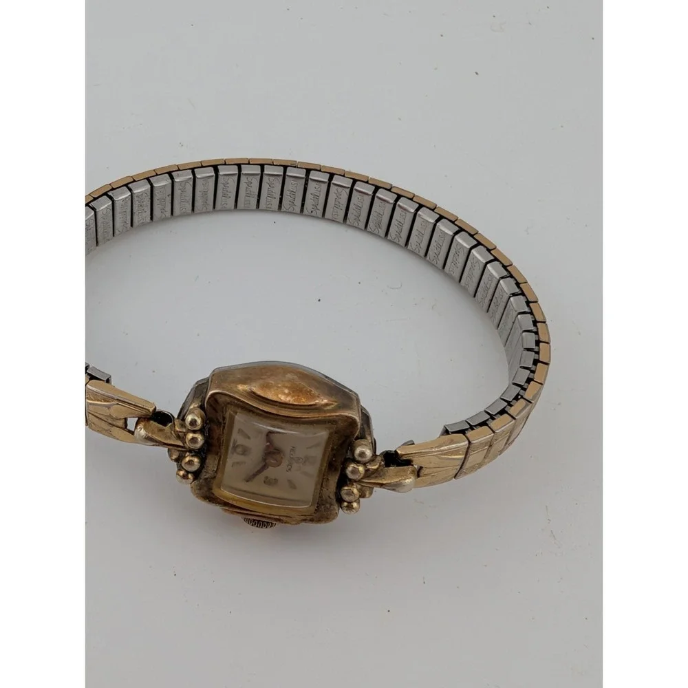 Vintage Helbros Swiss Mechanical Watch 16mm 10K RGF Case Stretch‎ Band- Working